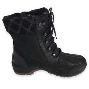 Sorel Black Faux Fur Lace Up Round Toe Out/Dry Waterproof Ankle Boots  Size 10